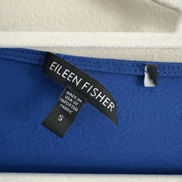 Eileen Fisher Women S Blue Jersey Stretch Draped Cowl Neck Dolman Sleeve Top - Picture 5 of 8